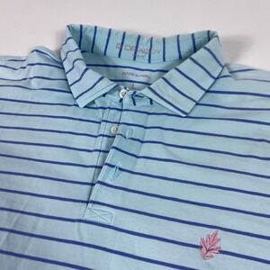 B DRADDY Polo Shirt Mens Large Blue Striped Pima Cotton Spandex Short Sleeve